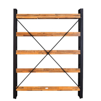 Étagères de présentation en bois d'acacia massif et métal, style moderne, légères, pour salon, cuisine, bureau à domicile, armoires de rangement