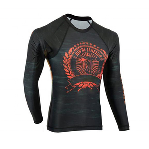 Men's Full Sleeve Rash Guard <b>Black</b> Red Skull Print <b>Compression</b> <b>Shirt</b> Quick Dry MMA BJJ Top - Product Image 4