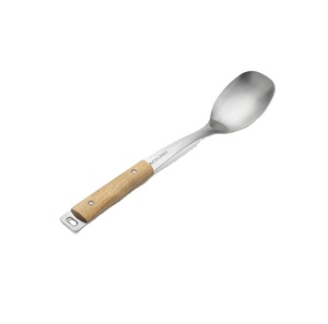 Cuillère de service de mariage en acier inoxydable de haute qualité couleur argent avec manche en bois idéal pour le restaurant prix abordable - Product Image 1