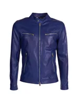 100% italienische Lederjacken OEM Services Hand gefertigte Mode Best Made in Italy für den Alltag Daily Wear Biker für Herren Blau