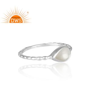 แหวนมุกน้ำจืดสีขาวประดับพลอยเงินแท้ 925 ดีไซน์ทันสมัยสำหรับผู้หญิงและผู้ชาย  ผู้จัดจำหน่ายเครื่องประดับ ดีไซน์ใหม่จากดีไซเนอร์ - Product Image 3