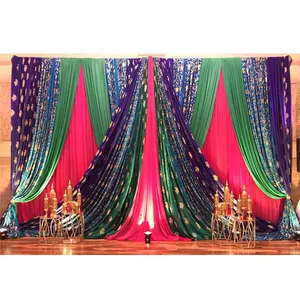 旁遮普婚礼梅海蒂仪式彩虹背景迷人的婚礼女士桑吉特背景印度婚礼彩色礼服