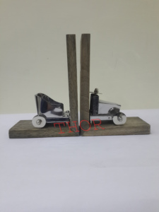 ตกแต่งรถ Bookends โครเมี่ยมฐานไม้ธรรมชาติสํานักงานและตกแต่งบ้านรายการไม่ลื่นไถลกันลื่นหนัก Bookends ของขวัญตกแต่งบ้าน - Product Image 5