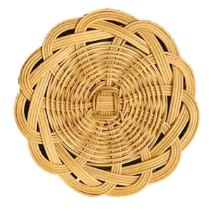 New deal low cost flower rattan coffee coaster rustic round rattan weave coasters from Vietnam