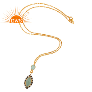 Collar de cadena con colgante en forma de marquesa de plata de ley chapada en oro de 18K para proveedor de joyería de fiesta colección clásica - Product Image 2