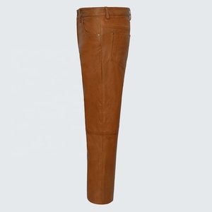 MEN'S GENUINE 100% COWHIDE LEATHER TROUSER | TAN MOTORCYCLE & <b>JEAN</b> STYLE HIGH STREET 100% <b>SOFT</b> NAPA LEATHER &WINDPROOF - Product Image 2