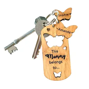 Porte-clés en bois souvenir blanc gravé, logo personnalisé, écologique, 50 pièces