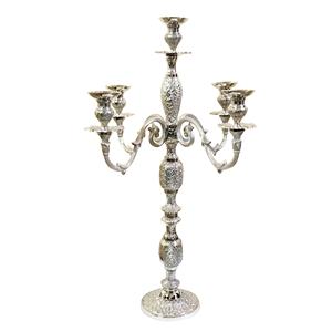 Elegant embossed Design Tall Candelabra with 5 <b>Candle</b> arms Shiny Silver Plated Luxury <b>Candle</b> Holder Handmade Candelabra - Product Image 5