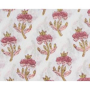 Rosewood and Sea Pink Olive Green Block Print Fabric Running Sewing Fabric Scarves Decorative Fabric - Product Image 4