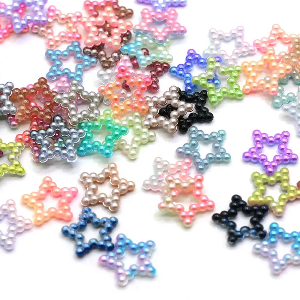 1000Pcs Gradient Colors Mix Star Heart Bow ABS Hollow Pearl Loose Beads Clothes DIY Garment Beads Crafts