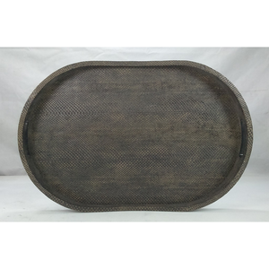 Plateau ovale en faux shagreen noir DAPHOCO 0,58x0,38x0,065 Vietnam, taille personnalisée, modèle en bois acrylique bambou 095, directement de l'usine - Product Image 5