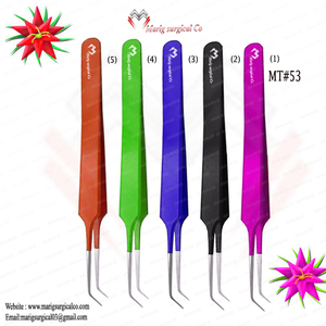 Pincettes professionnelles pour extensions de cils, pinces en acier inoxydable, longues et fines, disponible dans différentes couleurs, nouveau Design, - Product Image 4