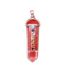 Cristal cuarzo 7 Chakra facetado colgante - Product Image 3