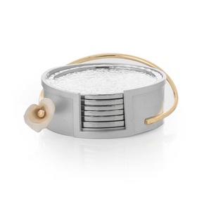 Ensemble de sous-verres en métal au design tendance avec support, qualité supérieure, forme ronde, taille personnalisée, ensemble de sous-verres en gros - Product Image 3