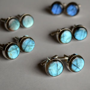 Boutons de manchette en labradorite naturelle en gros Accessoire de table en pierres précieuses Pince à cravate pour les mariages, les fêtes et les cadeaux - Product Image 6