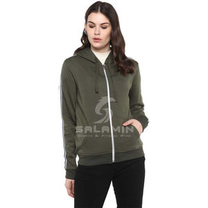 Sudaderas con Capucha de Forro Polar para Mujer, al por Mayor, OEM, de Alta Calidad, Estilo Urbano de Invierno, Oversize, con Cremallera Completa y Logotipo Personalizado en la Parte Delantera - Product Image 4