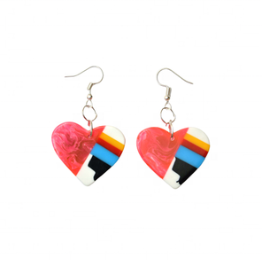 Brand New Women's Statement <b>Fashion</b> Acrylic <b>Earrings</b> Quty Handicrafts-New Resin Inlay Heart Shape Drop <b>Earrings</b> - Product Image 2