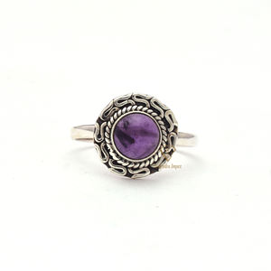 Round Shape Natural Amethyst Gemstone Boho <b>Ring</b>, Wholesale 925 Sterling Silver Handmade <b>Ring</b> Jewelry For Wholesaler Suppliers - Product Image 1