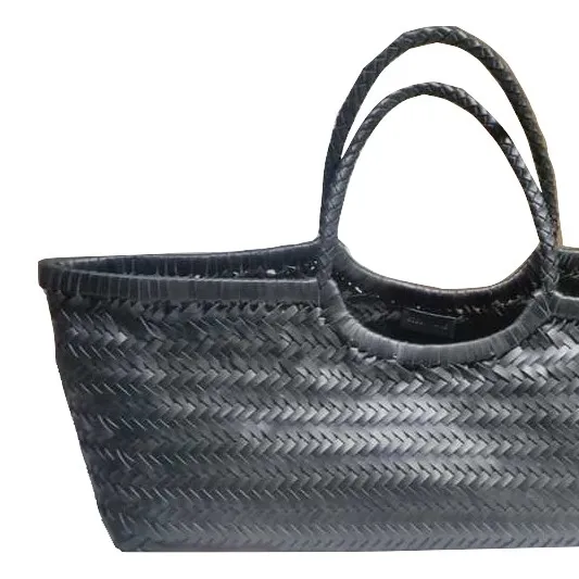 Custom Wholesale Fashion Handmade Weaving Woven Dragon Tote Storage Handbag Genuine Leather