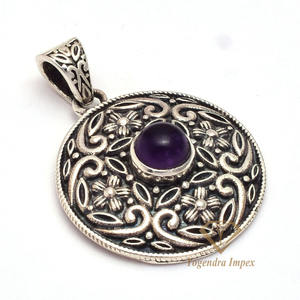Élégant pendentif en argent Sterling 925 naturel violet améthyste pierre précieuse cadeau de mariage pendentifs à breloque lunette réglage bijoux en gros - Product Image 2