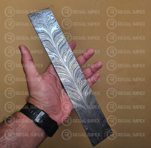 Feather Pattern Damascus <b>Steel</b> <b>Billet</b> Bar Feather Pattern Handmade Damascus <b>Steel</b> Bar Custom Damascus <b>Steel</b> <b>Billet</b> RI-DB-121 - Product Image 2