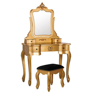 Antique Style Mahogany Solid Wood <b>Dressing</b> <b>Table</b> Set Standing <b>Mirror</b> French Design Bedroom Furniture Storage Apartment Hotel - Product Image 1