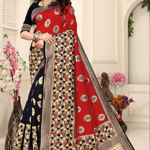 Katan indien saree dernière tenue de soirée de créateur mariage dames femmes portent georgette soie broderie travail sari avec chemisier apparelgarment - Product Image 1