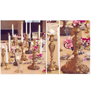 Candelabros de latón para decoración de boda, portavelas de Metal dorado para boda, fabricante indio