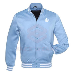 Grande taille en gros sur mesure Letterman Baseball hiver Satin vestes avec col montant imperméable et respirant - Product Image 4