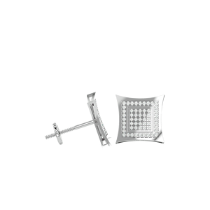 ต่างหูเพชรแท้ทรงกลม 10K ทองคำ 0.50 TCW |   GH คัลเลอร์ ไอ คลาริตี้ สแควร์ ฮาโล ดีไซน์ |   ของขวัญเครื่องประดับหรูหราสำหรับผู้หญิง - Product Image 3