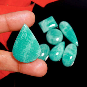 Cabochons ovales en pierre précieuse naturelle, boucles d'oreilles en amazonite brute, gros pierre précieuse - Product Image 1