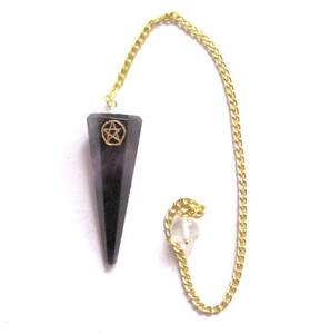 Pendules à facettes pentagramme, long, chaîne dorée - Product Image 1