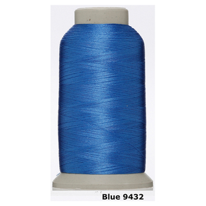 Fil à broder Yi-flash 3600 Yards 108D 2 brins en polyester sur cônes Benang Sulam Bleu 9432a Haute Ténacité 100g - Product Image 1