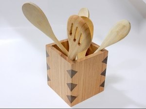 Porta Cubiertos de Madera para Cucharas y Uso en Cocina y Restaurantes, Porta Cubiertos Ecológico - Product Image 4