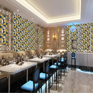 3D מופשט גיאומטרי דפוס מודרני עיצוב רקע ויניל טפט למסעדה בית תפאורה משרד במקום העבודה מלון