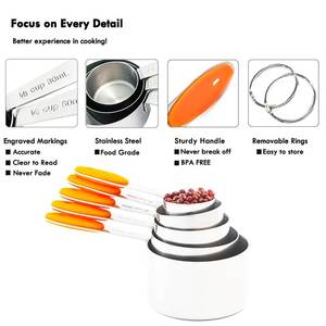 ชุดถ้วยตวงสแตนเลสทรงกลมมีหลายขนาดเหมาะสำหรับเครื่องใช้ในครัวที่บ้านเครื่องเงินดีไซน์ล่าสุด - Product Image 3