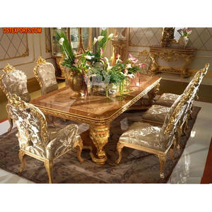 หรูหราอิตาลีพาเลซโต๊ะรับประทานอาหารเฟอร์นิเจอร์คลาสสิกรอยัลโต๊ะรับประทานอาหารเฟอร์นิเจอร์หรูหราสีทองเสร็จสิ้นชุดโต๊ะรับประทานอาหาร - Product Image 1