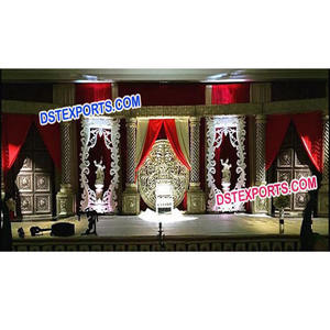 Cadres de scène de mariage asiatiques, derniers modèles, en fibre de verre, design léger, taille et forme personnalisables, style moderne, décoration de mariage - Product Image 1