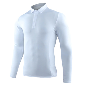 Alta calidad hombres y mujeres 100% algodón Spandex manga corta para Polo Golf camisa antiarrugas tejido de punto teñido liso - Product Image 2