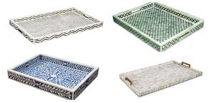 Plateau de service en bois incrusté de os, best-seller, 30x20x5cm, qualité certifiée EPCH, artisanat pour hôtels, restaurants, décoration de cuisine - Product Image 5