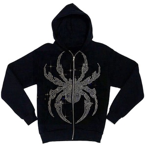 Hot Selling <b>Skeleton</b> Hoodie Printing Rhinestone Hoodie Printed <b>Full</b> Face Zip up Hoodie for Men - Product Image 3