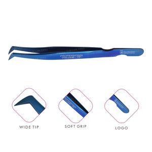 แหนบต่อขนตาสำหรับต่อขนตา,แหนบสีน้ำเงินสำหรับต่อขนตาพร้อมฉลากส่วนตัว - Product Image 1