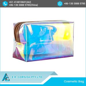 Giá bán buôn TPU cao cấp Holographic mỹ phẩm Laser dây kéo túi hình chữ nhật thân thiện với môi thời trang phong cách với logo mô hình - Product Image 3