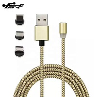 Kabel pengisi daya USB mikro magnetis PVC, kabel pengisi daya USB mikro magnetis 1M dengan tampilan Data LED tembaga murni, kabel ponsel 3 in 1 standar