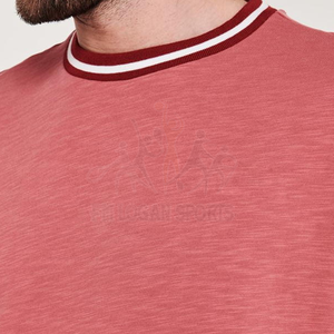 Nouveau T-shirt décontracté en maille à col rond, coupe ajustée, couleur unie, manches courtes, écologique - Product Image 4