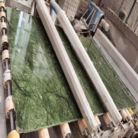 Carreaux de diapositives en marbre vert clair, plancher personnalisé de table basse, salle à manger en marbre vert de chine