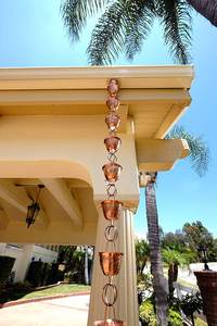 Fabricant de Main Chaîne de Pluie 8.5ft Naturel Finition Cuivre 15 tasses tulipe en métal Cuivre Chaîne de Pluie jardin Décor de L'inde - Product Image 4