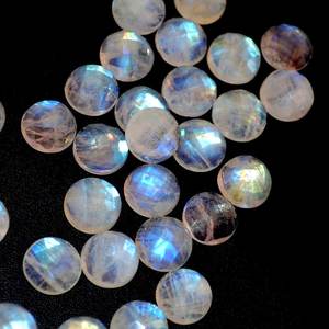 Piedra lunar Natural multifuego Forma redonda Piedra preciosa suelta Pulido Facetado Rosa Corte cabujón que hace joyería Natural de buena calidad - Product Image 2