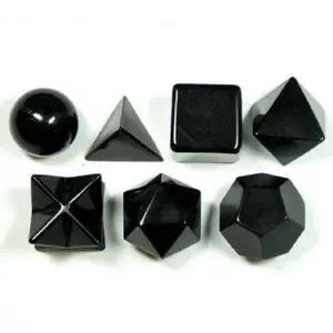Cristais naturais preto agate 7 peças conjunto geométrico sagrado, para cura, pedra preciosa, geometria, compre a partir de elegante agate