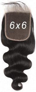 Grade 1 Extensions de cheveux humains indiens Remy noirs naturels 6x6 fermetures à lacet - Product Image 2